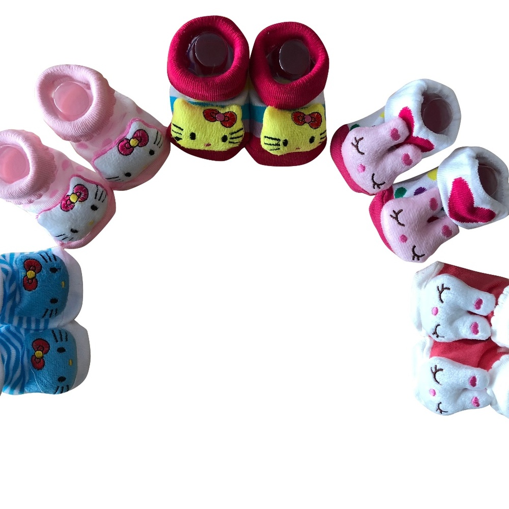 Set of 5 pairs of Baby Girls Non Slip Socks